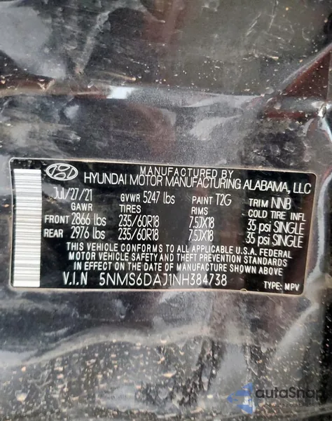 2022 Hyundai Santa Fe Sel z USA, uszkodzony, nr VIN 5NMS6DAJ1NH384738